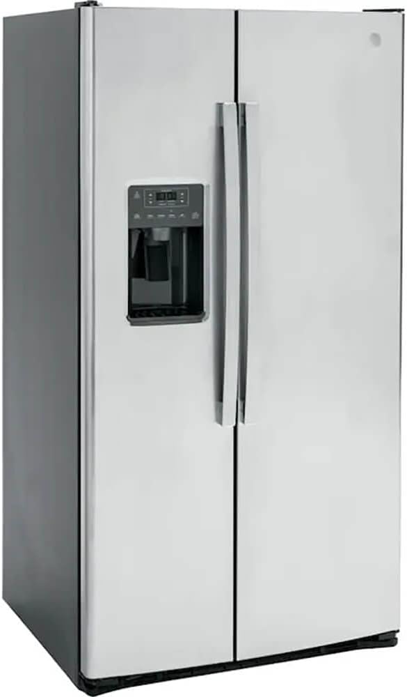Oblique view photo of GE refrigerators