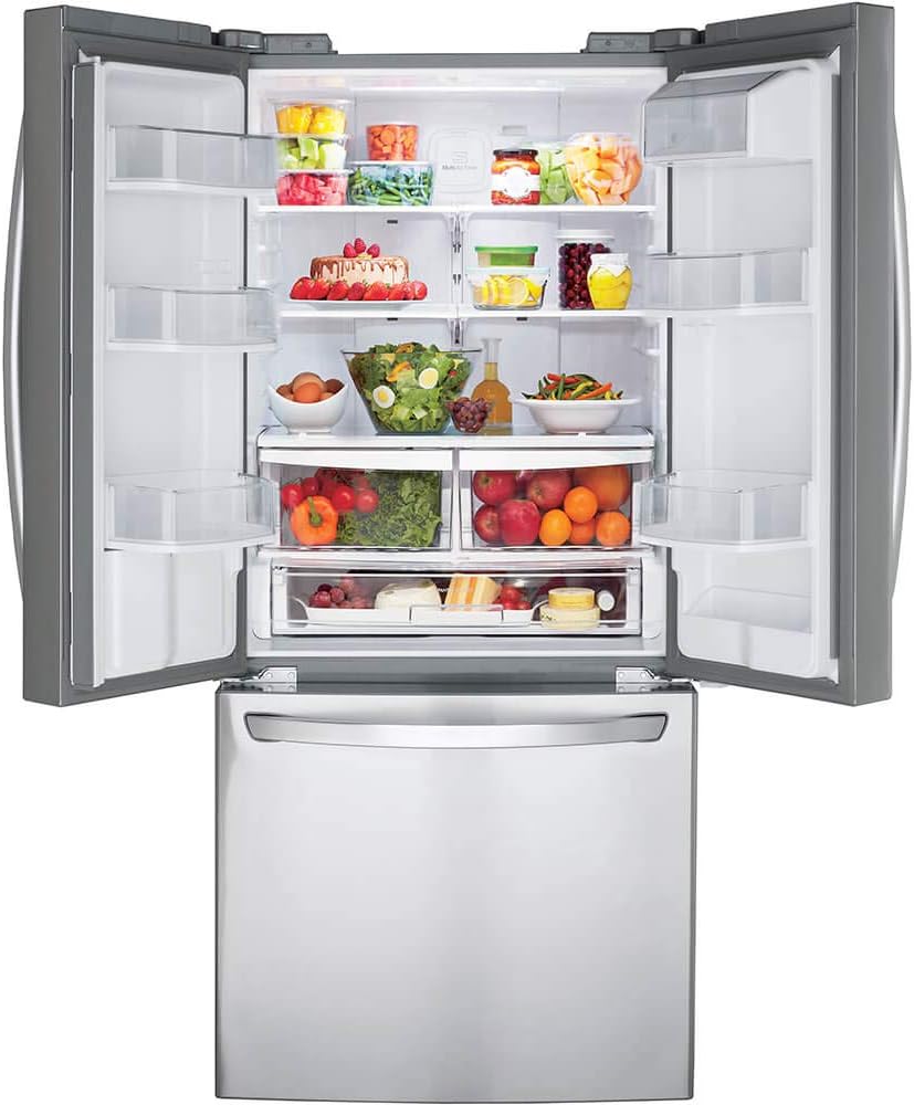 A top partially open full 68-inch refrigerator